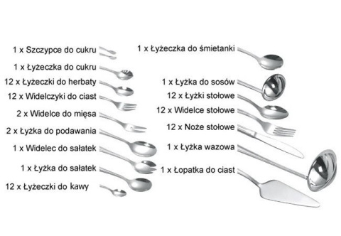 SZTUĆCE OBIADOWE 72 ELE. HOFFNER 18/10 SATYNA HF-7330-s-72 SZTUĆCE OBIADOWE 72 ELE. HOFFNER 18/10 SATYNA HF-7330-s-72