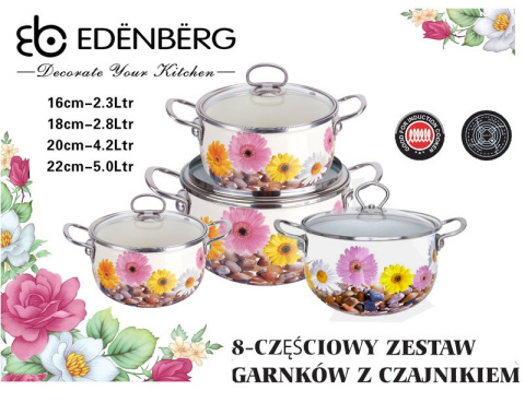 GARNKI EMALIOWANE EDENBERG STONE 8 ELE EB-1833 GARNKI EMALIOWANE EDENBERG STONE 8 ELE EB-1833