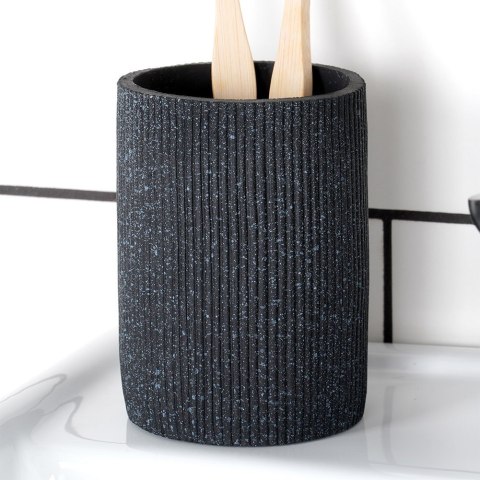 Kubek na szczoteczki do zębów na pastę łazienkowy ceramiczny czarny ALPINA 569984