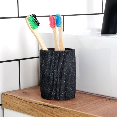 Kubek na szczoteczki do zębów na pastę łazienkowy ceramiczny czarny ALPINA 569984