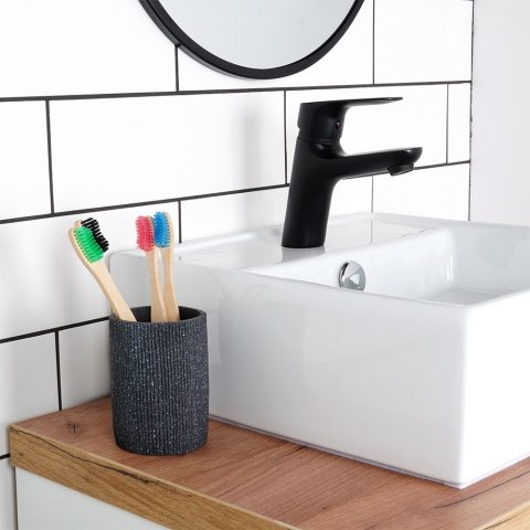 Kubek na szczoteczki do zębów na pastę łazienkowy ceramiczny czarny ALPINA 569984