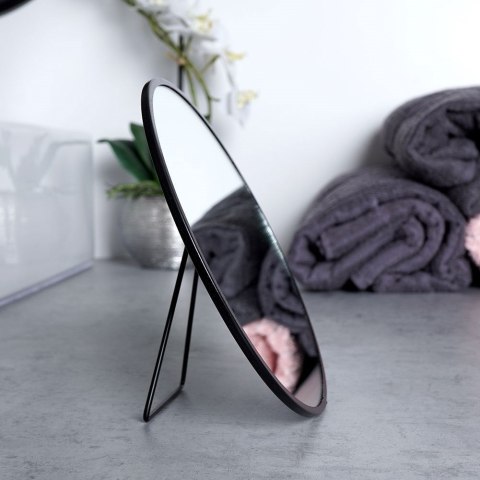 Lusterko kosmetyczne do makijażu do łazienki na stojaku czarne 15 cm VILDE 569557