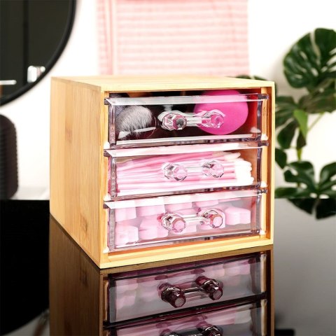 Organizer kuferek na kosmetyki do makijażu pojemnik bambusowy 15x12x11cm ELEGANZA 569399
