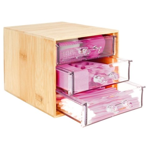 Organizer kuferek na kosmetyki do makijażu pojemnik bambusowy 15x12x11cm ELEGANZA 569399