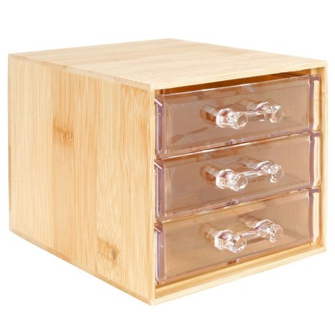 Organizer kuferek na kosmetyki do makijażu pojemnik bambusowy 15x12x11cm ELEGANZA 569399