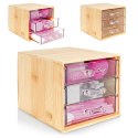 Organizer kuferek na kosmetyki do makijażu pojemnik bambusowy 15x12x11cm ELEGANZA 569399