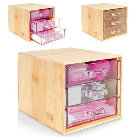 Organizer kuferek na kosmetyki do makijażu pojemnik bambusowy 15x12x11cm ELEGANZA 569399