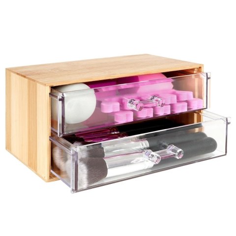 Organizer kuferek na kosmetyki do makijażu pojemnik bambusowy 18.5x12x9.5cm ELEGANZA 569400
