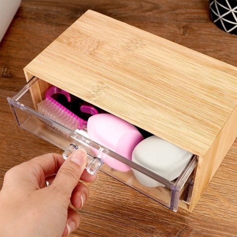 Organizer kuferek na kosmetyki do makijażu pojemnik bambusowy 18.5x12x9.5cm ELEGANZA 569400