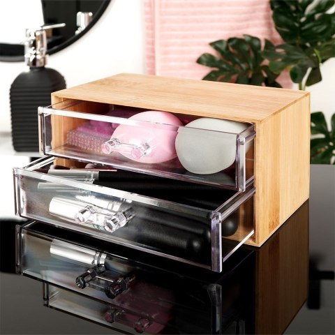 Organizer kuferek na kosmetyki do makijażu pojemnik bambusowy 18.5x12x9.5cm ELEGANZA 569400