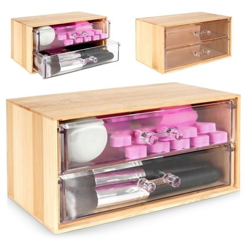Organizer kuferek na kosmetyki do makijażu pojemnik bambusowy 18.5x12x9.5cm ELEGANZA 569400