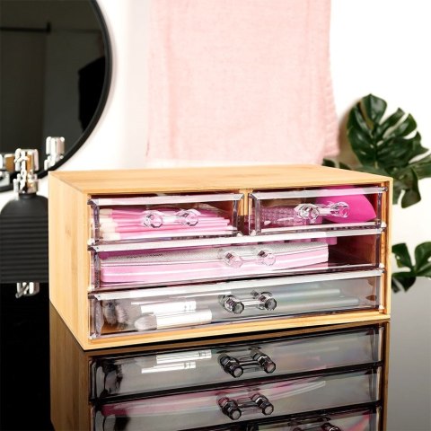 Organizer kuferek na kosmetyki do makijażu pojemnik bambusowy 23.5x15.5x11cm ELEGANZA 569401