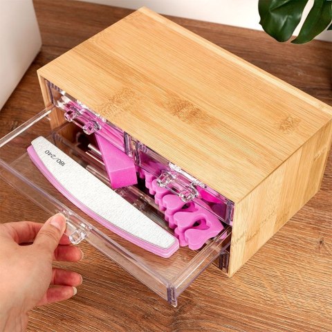 Organizer kuferek na kosmetyki do makijażu pojemnik bambusowy 23.5x15.5x11cm ELEGANZA 569401