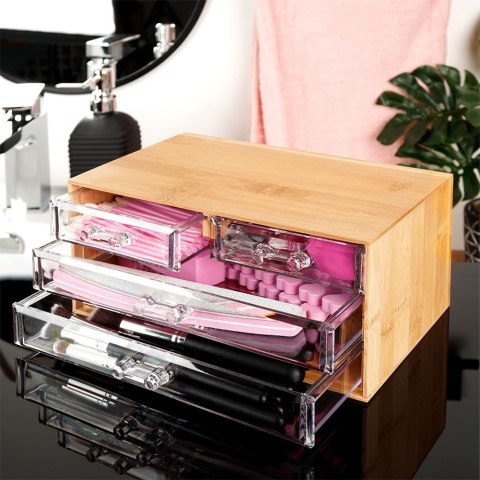 Organizer kuferek na kosmetyki do makijażu pojemnik bambusowy 23.5x15.5x11cm ELEGANZA 569401