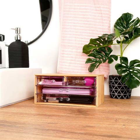 Organizer kuferek na kosmetyki do makijażu pojemnik bambusowy 23.5x15.5x11cm ELEGANZA 569401