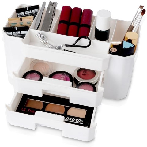 Organizer kuferek na kosmetyki do makijażu pojemnik biały 24.5x12x11cm ELEGANZA 569369-B