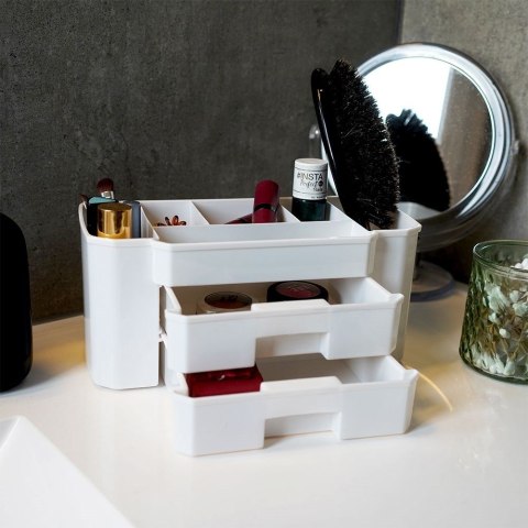 Organizer kuferek na kosmetyki do makijażu pojemnik biały 24.5x12x11cm ELEGANZA 569369-B