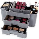 Organizer kuferek na kosmetyki do makijażu pojemnik szary 24.5x12x11cm ELEGANZA 569369-S