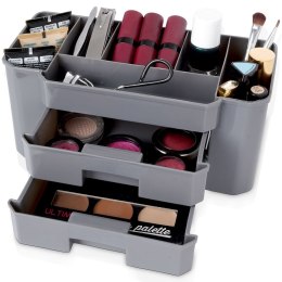 Organizer kuferek na kosmetyki do makijażu pojemnik szary 24.5x12x11cm ELEGANZA 569369-S