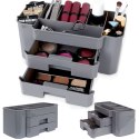 Organizer kuferek na kosmetyki do makijażu pojemnik szary 24.5x12x11cm ELEGANZA 569369-S