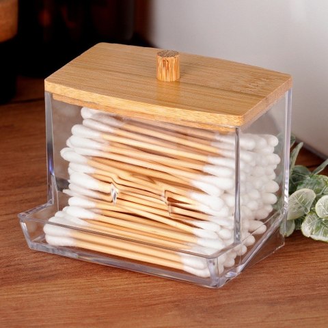 Pojemnik na patyczki kosmetyczne do uszu z podajnikiem pudełko organizer 9x7.3x9cm VILDE 568042
