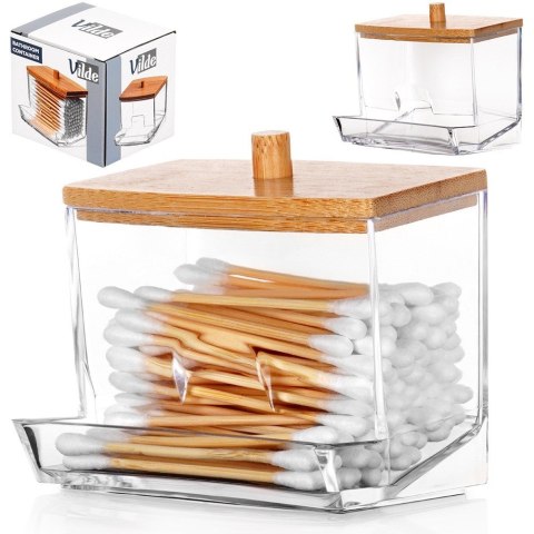 Pojemnik na patyczki kosmetyczne do uszu z podajnikiem pudełko organizer 9x7.3x9cm VILDE 568042