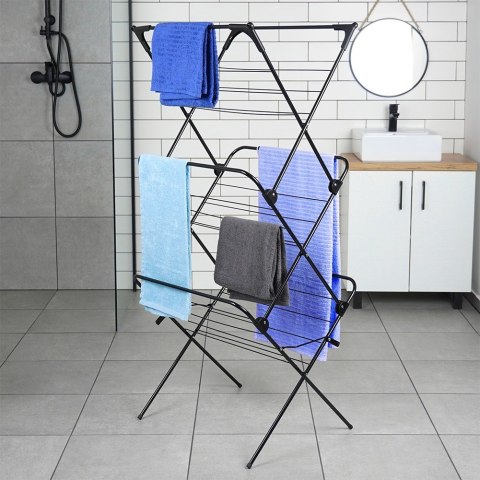 Suszarka na pranie metalowa czarna pionowa 61x58x136cm VILDE 568003