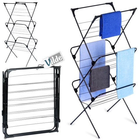 Suszarka na pranie metalowa czarna pionowa 61x58x136cm VILDE 568003