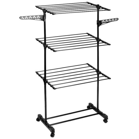 Suszarka na pranie metalowa czarna pionowa na kółkach 74x85x165cm VILDE 779104