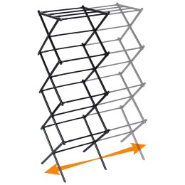 Suszarka na pranie metalowa czarna pionowa teleskopowa rozsuwana 43-75x37.5x139cm VILDE 779086