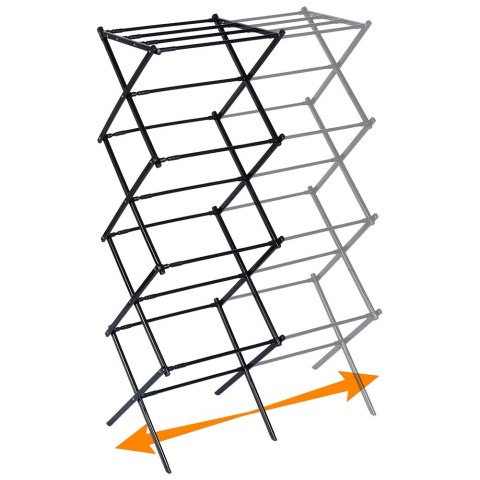 Suszarka na pranie metalowa czarna pionowa teleskopowa rozsuwana 43-75x37.5x139cm VILDE 779086