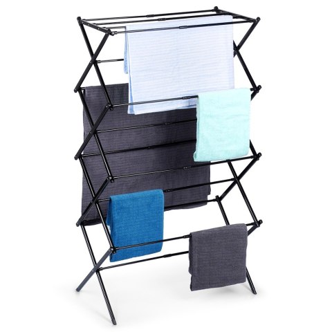 Suszarka na pranie metalowa czarna pionowa teleskopowa rozsuwana 43-75x37.5x139cm VILDE 779086