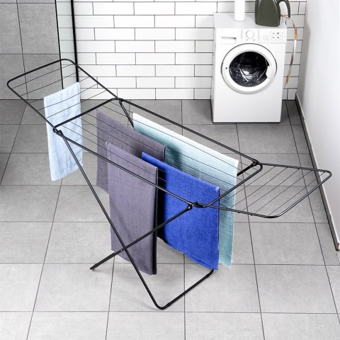 Suszarka na pranie metalowa czarna rozkładana 181cm VILDE 779071