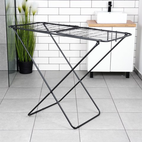 Suszarka na pranie metalowa czarna rozkładana 181cm VILDE 779071