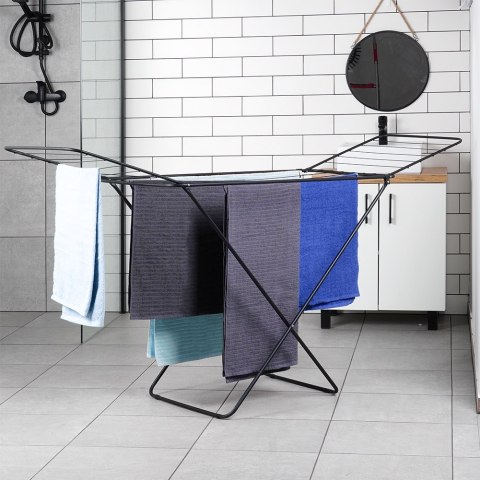 Suszarka na pranie metalowa czarna rozkładana 181cm VILDE 779071