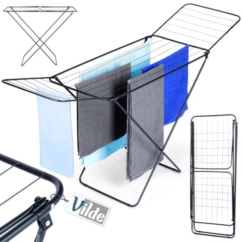 Suszarka na pranie metalowa czarna rozkładana 181cm VILDE 779071