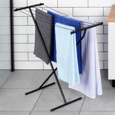 Suszarka na pranie metalowa czarna składana 91x84cm VILDE 779069