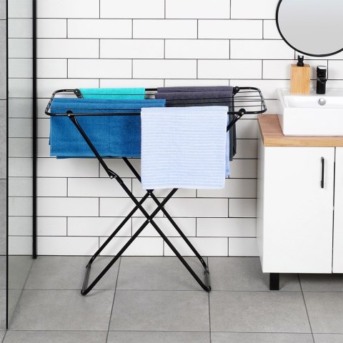 Suszarka na pranie metalowa czarna składana 93x43x88cm VILDE 779087