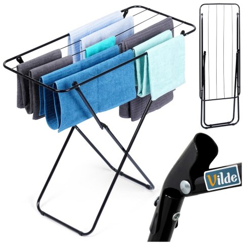 Suszarka na pranie metalowa czarna składana 93x43x88cm VILDE 779087