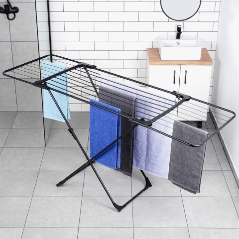 Suszarka na pranie metalowa czarna teleskopowa rozsuwana duża XXL 108-182cm VILDE 779068