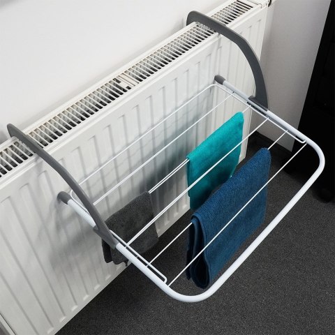 Suszarka na pranie na kaloryfer metalowa biała rozkładana 55x50.5cm VILDE 568005