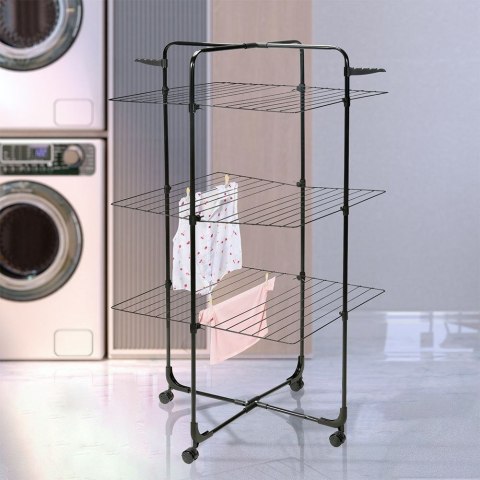 Suszarka na pranie stojąca pionowa na kółkach 134x70cm czarna BATHROOM SOLUTIONS 779025