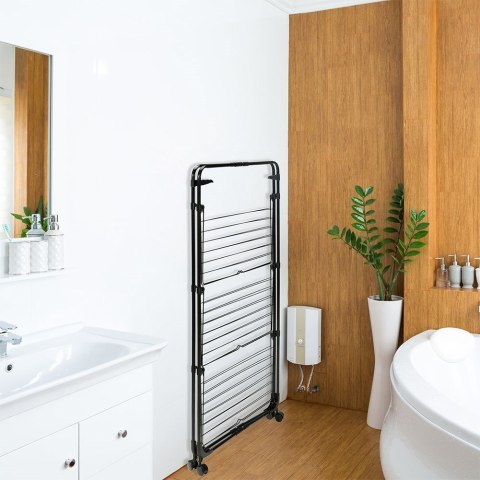 Suszarka na pranie stojąca pionowa na kółkach 134x70cm czarna BATHROOM SOLUTIONS 779025