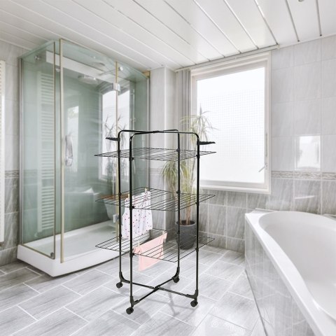 Suszarka na pranie stojąca pionowa na kółkach 134x70cm czarna BATHROOM SOLUTIONS 779025