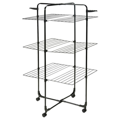 Suszarka na pranie stojąca pionowa na kółkach 134x70cm czarna BATHROOM SOLUTIONS 779025