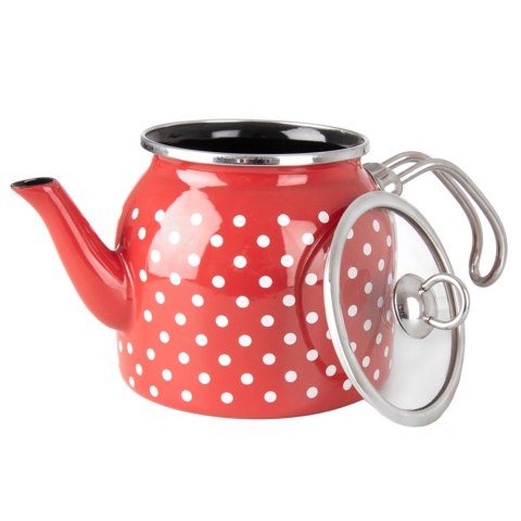 Czajnik emaliowany na gaz czerwony w kropki TECKA 1.1L ORION 113512