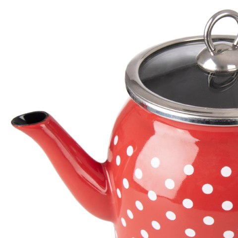 Czajnik emaliowany na gaz czerwony w kropki TECKA 1.1L ORION 113512