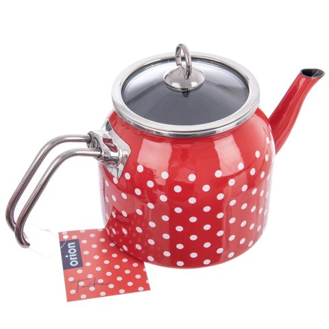 Czajnik emaliowany na gaz czerwony w kropki TECKA 1.1L ORION 113512