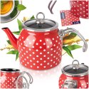 Czajnik emaliowany na gaz czerwony w kropki TECKA 1.1L ORION 113512