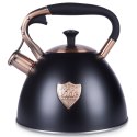 Czajnik z gwizdkiem stalowy na gaz indukcja ROSE GOLD czarny matowy 3L VILDE 199002